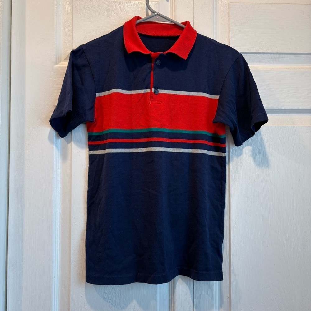 Vintage Homemade Boys Blue and Red Polo Shirt - Size 10